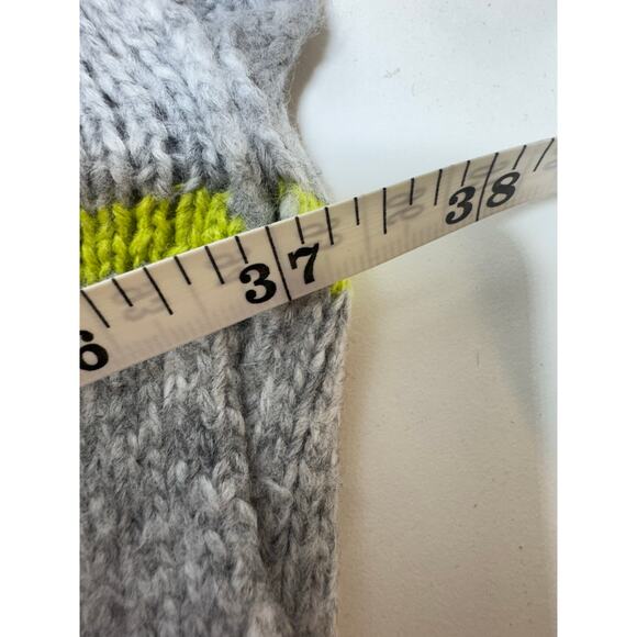 Loft Cowl Neck Poncho Sweater Women’s Wool Blend Gray Hi Low Gray Skinny Stripes - Picture 5 of 9